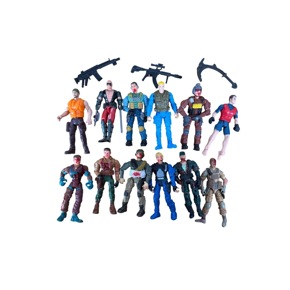 Lot‎ of G.I. joes diy after battle with weapons and battle wounds